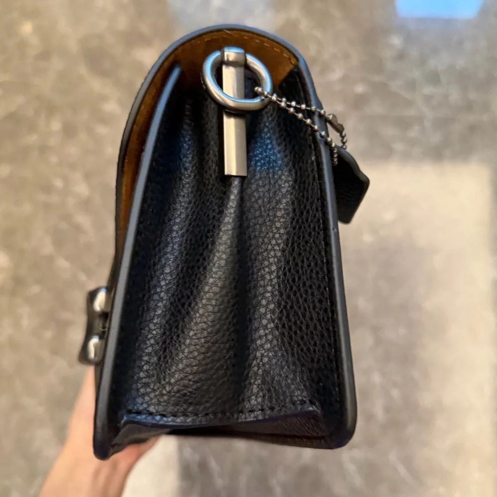 Coach Olive Green, White & Black Leather Shoulder Bag